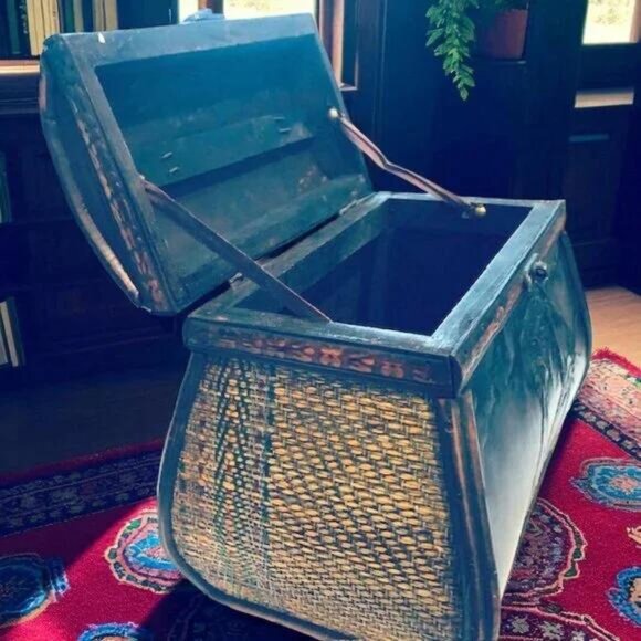 Vintage Wood & Rattan Handmade Purse - Rare - Picture 3 of 7